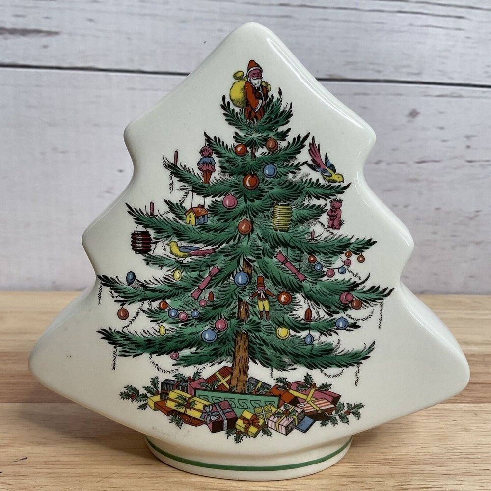 SPODE CHRISTMAS TREE BANK ENGLAND S3324m No Chips‎ Stopper Is Not Original